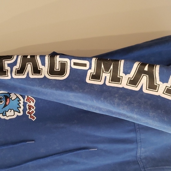 Pac-man Hoodie Blue pac-man 1980 Washout Blue Men's Large - Picture 6 of 14